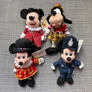 England Mickey and Scotland Goofy Set of 4 Disney Mini Bean Bag Plush (MBBP)